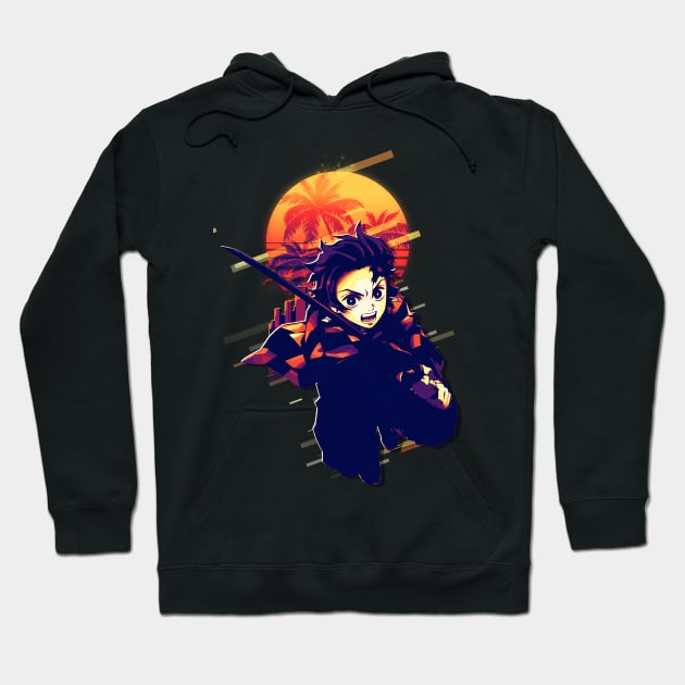 Tanjiro Retro Art Style Hoodie by SiksisArt